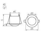 Kanlux MERGE JQ-O, 220-240V AC, 2000VA, 73x76 mm, IP20, fehér, műanyag, PIR mozgásérzékelő, H360/V120, mennyezeti süllyesztett