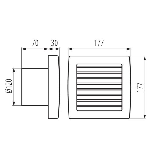 Kanlux 20W, 100 m³/h, 100x177 mm, IPX4, 42 dB, 50Hz, 2550 ford/perc, fehér fali süllyesztett fürdőszobai ventilátor, TWISTER AOL120T