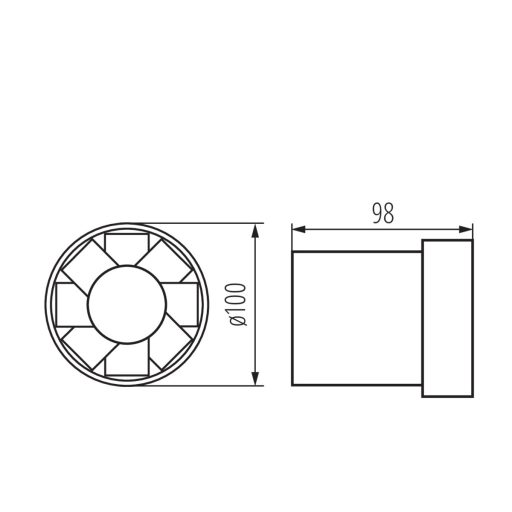 Kanlux 19W, 100 m³/h, Ø100 mm, IPX4, 39 dB(A), 50Hz, 2550 ford/perc, fehér fali süllyesztett fürdőszobai ventilátor, WIR WK-10