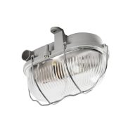   Kanlux E27, IP54, 110x100 mm, szürke, műanyag házas, ovális védőráccsal ellátott hajólámpa, MILO - hajóra, pincébe, borospincébe, raktárba