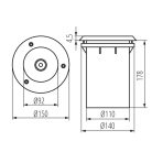 Kanlux E27, IP67, Ø150 mm, rozsdamentes acél színű, alumínium házas, henger alakú járőfelületbe süllyesztett lámpatest, XARD DL