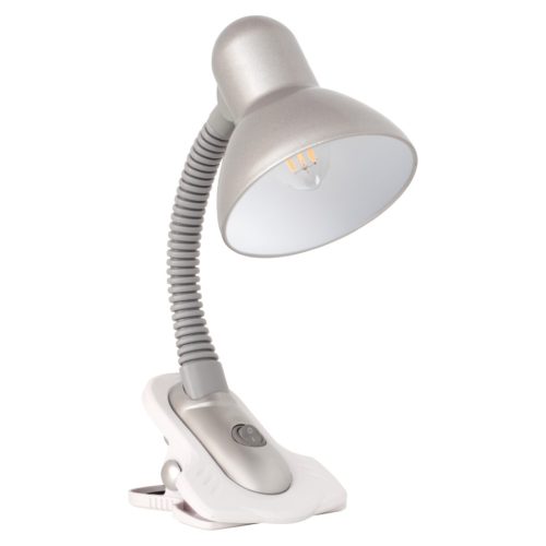 Kanlux E27, IP20, 190 mm, ezüst, műanyag asztali lámpa, SUZI - asztalra csíptethető