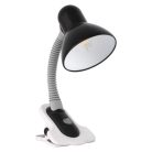 Kanlux E27, IP20, 190 mm, fekete, műanyag asztali lámpa, SUZI - asztalra csíptethető