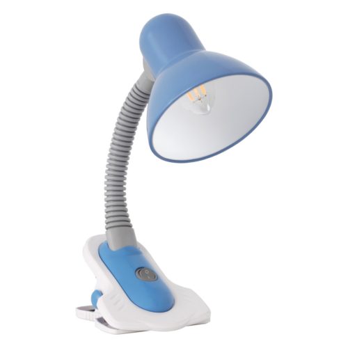 Kanlux E27, IP20, 190 mm, kék, műanyag asztali lámpa, SUZI - asztalra csíptethető