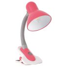 Kanlux E27, IP20, 190 mm, rózsaszín, műanyag asztali lámpa, SUZI - asztalra csíptethető
