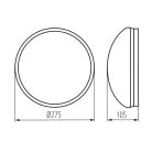 Kanlux E27, IP44, Ø275 mm, fehér, műanyag házas, kerek, mozgásérzékelős mennyezeti lámpatest, PIRES