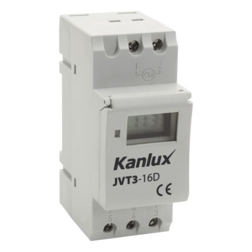 Kanlux, DIN-sínre szerelhető digitális időkapcsoló 16 A, 230 V (8 program), JVT3-16AS – asztronómiai funkcióval, 5 év garancia
