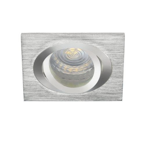 Kanlux Gx5,3, 12V, IP20, 90x90 mm, szálcsiszolt alumínium, alumínium házas, szögletes, 30°-ban állítható mennyezeti spot lámpatest, SEIDY