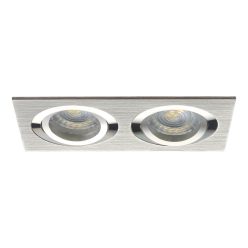   Kanlux Gx5,3, 12V, IP20, 90x170 mm, szálcsiszolt alumínium, alumínium házas, szögletes, 30°-ban állítható mennyezeti spot lámpatest, SEIDY