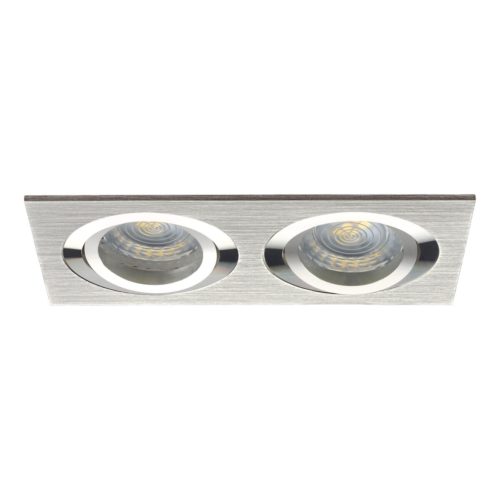 Kanlux Gx5,3, 12V, IP20, 90x170 mm, szálcsiszolt alumínium, alumínium házas, szögletes, 30°-ban állítható mennyezeti spot lámpatest, SEIDY