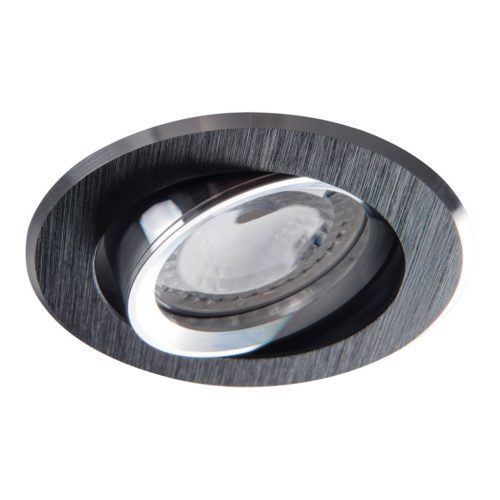 Kanlux Gx5,3, 12V, IP20, Ø82 mm, eloxált fekete, alumínium házas, kerek, 30°-ban állítható mennyezeti spot lámpatest, GWIEN