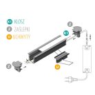 Kanlux 19x1000 mm süllyesztett felületre szerelhető eloxált alumínium LED szalag profil, PROFILO I SET-MI-W – max 10 mm széles LED szalaghoz
