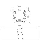 Kanlux 19x1000 mm süllyesztett felületre szerelhető eloxált alumínium LED szalag profil, PROFILO I SET-MI-W – max 10 mm széles LED szalaghoz