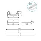 Kanlux PROFILO D LED szalag profil, 10×2000 mm, lapos, eloxált alumínium – felületre szerelhető, max 10 mm LED szalaghoz