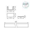 Kanlux 10x2000 mm szögletes, kis méretű, felületre szerelhető eloxált alumínium LED szalag profil, PROFILO B – max 8 mm széles LED szalaghoz