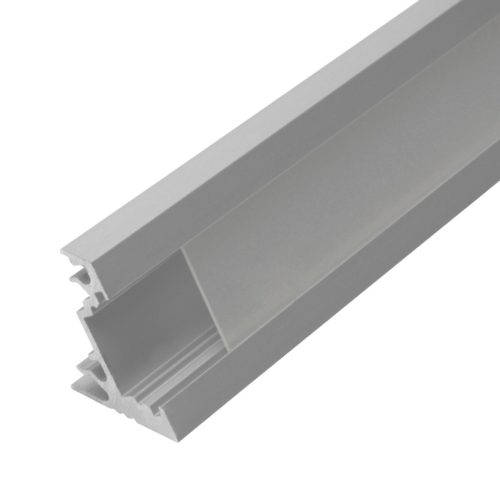 Kanlux 10x1000 mm sarokba szerelhető eloxált alumínium LED szalag profil, PROFILO C SET‑FR – 30/60 fokos világítási szöggel, max 10 mm széles LED szalaghoz