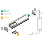 Kanlux 10x1000 mm sarokba szerelhető eloxált alumínium LED szalag profil, PROFILO C SET‑FR – 30/60 fokos világítási szöggel, max 10 mm széles LED szalaghoz
