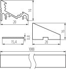Kanlux 10x1000 mm sarokba szerelhető eloxált alumínium LED szalag profil, PROFILO C SET‑FR – 30/60 fokos világítási szöggel, max 10 mm széles LED szalaghoz