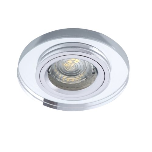 Kanlux Gx5,3, 12V, IP20, Ø90 mm, ezüst, üveg házas, kerek, mennyezeti spot lámpatest, MORTA