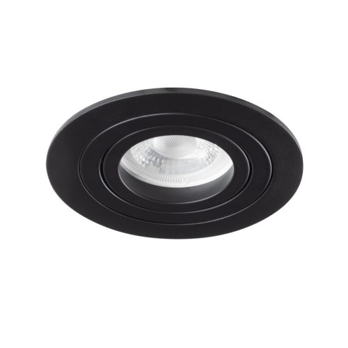 Kanlux Gx5,3, 12V, IP20, Ø92 mm, matt fekete, alumínium házas, kerek, 30°-ban állítható mennyezeti spot lámpatest, SEIDY