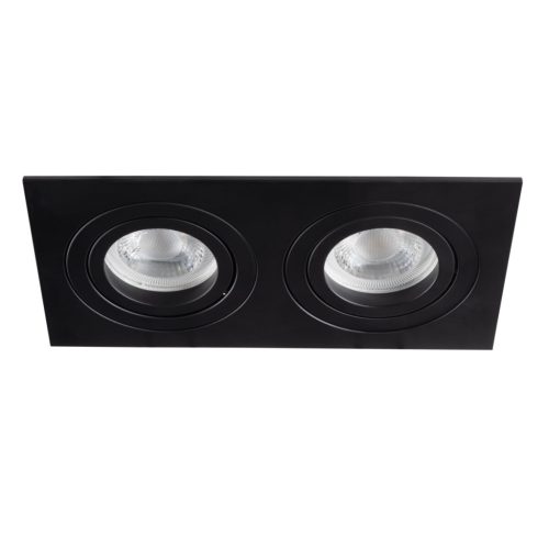 Kanlux 2xGx5,3, 12V, IP20, 170x90 mm, matt fekete, alumínium házas, kerek, 30°-ban állítható mennyezeti spot lámpatest, SEIDY