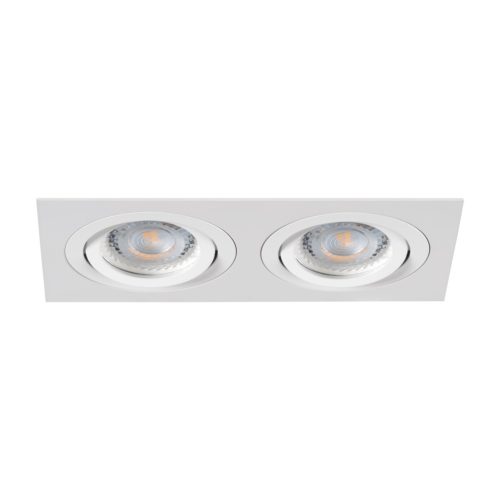 Kanlux 2xGx5,3, 12V, IP20, 170x90 mm, matt fehér, alumínium házas, szögletes, 30°-ban állítható mennyezeti spot lámpatest, SEIDY