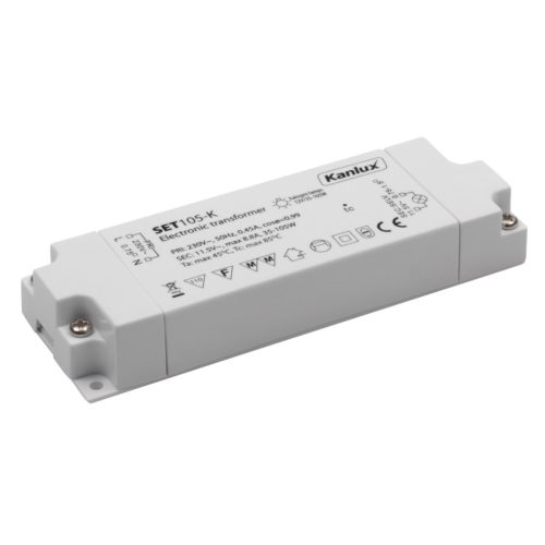 Kanlux, elektronikus transzformátor halogén izzókhoz (35-105W, 12V), SET105-K - hosszú élettartam, rövidzárlat- és túlterhelés elleni védelem