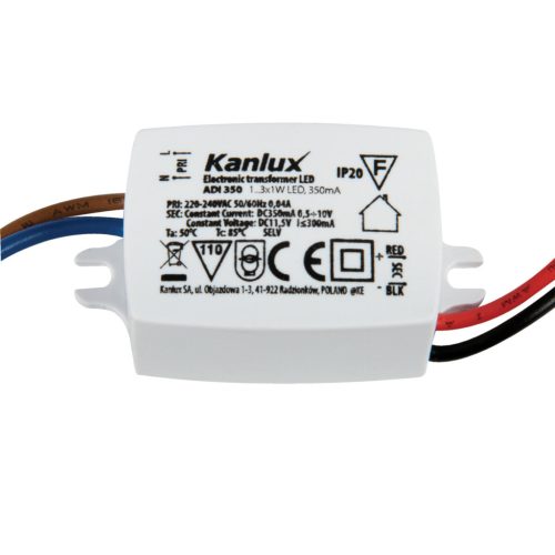 Kanlux, 350 mA állandó áramú LED tápegység (1-3 W), ADI 350 1x3W - beépített hő-, túlterhelés- és rövidzárlatvédelem, 2 év garanciával​