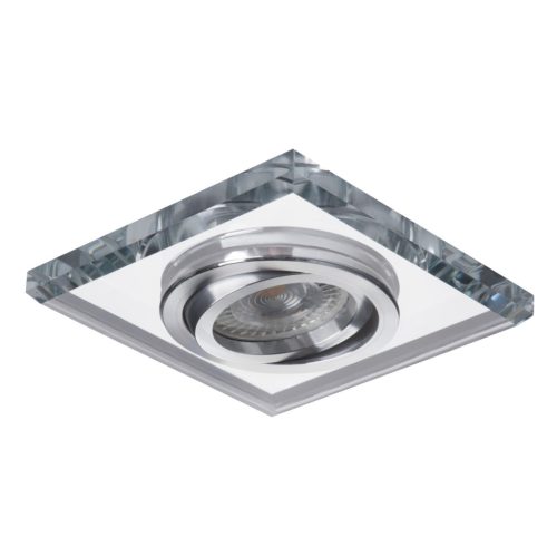 Kanlux 30°-os szögben állítható, 90x90 mm, GU10, IP20, ezüst színű, üveg házas, szögletes spot lámpa keret, MORTA DT