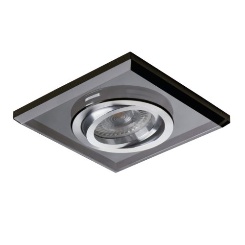 Kanlux 30°-os szögben állítható, 90x90 mm, GU10, IP20, fekete színű, üveg házas, szögletes spot lámpa keret, MORTA DT