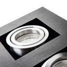 Kanlux 65/45 fokban állítható mennyezeti spot lámpatest 2xGU10 foglalattal, 143x253, szögletes alakú, fekete, alumínium, STOBI