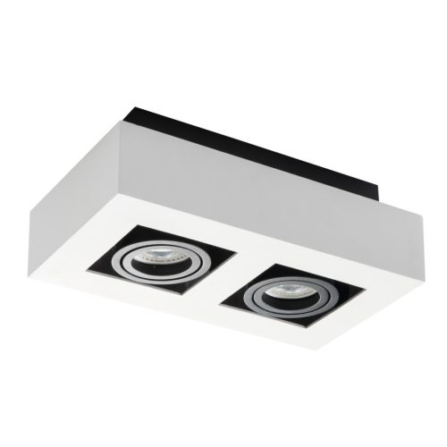 Kanlux 65/45 fokban állítható mennyezeti spot lámpatest GU10 foglalattal, 85x143, szögletes alakú, fehér, alumínium, STOBI