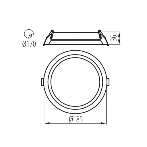 Kanlux 21W, 3000-4500K, 2090-2200 lm, CCT, IP44/20, Ø185 mm, alumínium házas LED spot lámpatest, TIBERI - 50 000 h élettartam