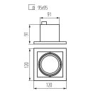 Kanlux GU10, 120x120 mm, fehér, acél házas, 30/30°-ban állítható mennyezeti spot lámpatest, MERIL DLP