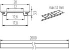 Kanlux 5x2000 mm flexibilis felületre szerelhető eloxált alumínium LED szalag profil, PROFILO H-mindkét irányba hajlítható, max 12 mm széles LED szalaghoz