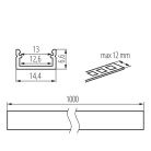 Kanlux 10x1000 mm lapos felületre szerelhető fehér alumínium LED szalag profil, PROFILO J - max 12 mm széles LED szalaghoz