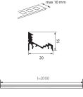 Kanlux 10x2000 mm sarokba szerelhető eloxált alumínium LED szalag profil, PROFILO C-sarokba 30/60 fokos világítási szöggel, max 10 mm széles LED szalaghoz