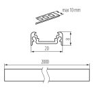 Kanlux 10x2000 mm lapos felületre szerelhető eloxált alumínium LED szalag profil, PROFILO D - max 10 mm széles LED szalaghoz