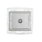 Kanlux, ezüst, fali süllyesztett F típusú antenna aljzat, LOGI 02-1301-043 sr – optimális SAT jel átviteléhez