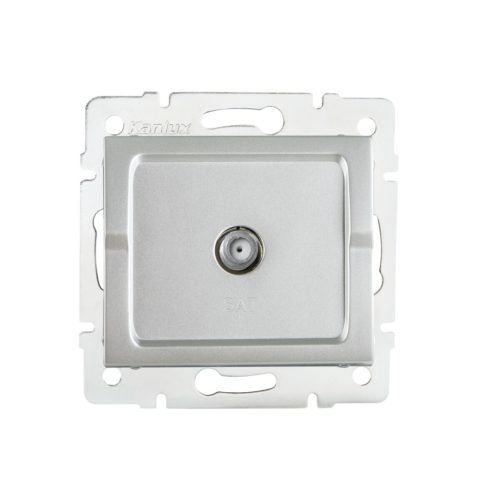Kanlux, ezüst, fali süllyesztett F típusú antenna aljzat, LOGI 02-1301-043 sr – optimális SAT jel átviteléhez