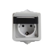   Kanlux 16A, 250V, 72x72 mm, fekete, IP54 védett Schuko aljzat, TEKNO – kültéri szerelvény