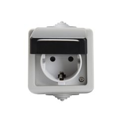   Kanlux 16A, 250V, 72x72 mm, fekete, IP54 védett Schuko aljzat, TEKNO – kültéri szerelvény