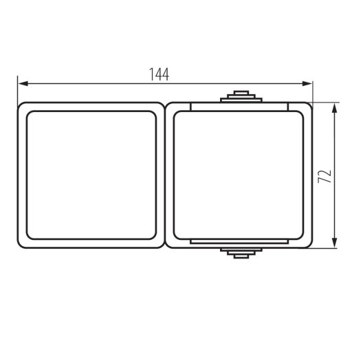 Kanlux 10A/16A, 72x136 mm, szürke, IP54 kettős kapcsoló + aljzat (vízszintes), TEKNO – kültéri szerelvény