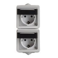   Kanlux 10A/16A, 72x136 mm, szürke, IP54 egyes kapcsoló + aljzat (függőleges), TEKNO – kültéri szerelvény