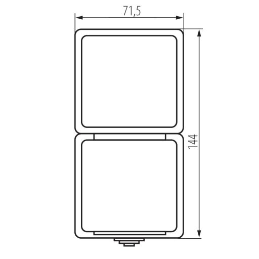 Kanlux 10A/16A, 72x136 mm, szürke, IP54 kettős kapcsoló + aljzat (függőleges), TEKNO – kültéri szerelvény