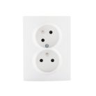 Kanlux 16A/250V AC, fehér, dupla teljes francia csatlakozóaljzat érintkezés védelemmel, LOGI 02-1255-102 bi – két lámpa/csoport vezérléséhez