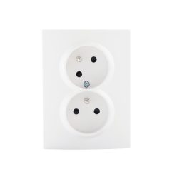   Kanlux 16A/250V AC, fehér, dupla teljes francia csatlakozóaljzat érintkezés védelemmel, LOGI 02-1255-102 bi – két lámpa/csoport vezérléséhez
