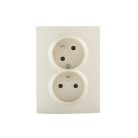 Kanlux 16A/250V AC, krémszínű, dupla teljes francia csatlakozóaljzat érintkezés védelemmel, LOGI 02-1255-103 kr – két lámpa/csoport vezérléséhez
