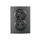 Kanlux 16A/250V AC, grafit, dupla teljes francia csatlakozóaljzat érintkezés védelemmel, LOGI 02-1255-141 gr – két lámpa/csoport vezérléséhez