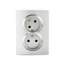Kanlux 16A/250V AC, ezüst, dupla teljes francia csatlakozóaljzat érintkezés védelemmel, LOGI 02-1255-143 sr – két lámpa/csoport vezérléséhez